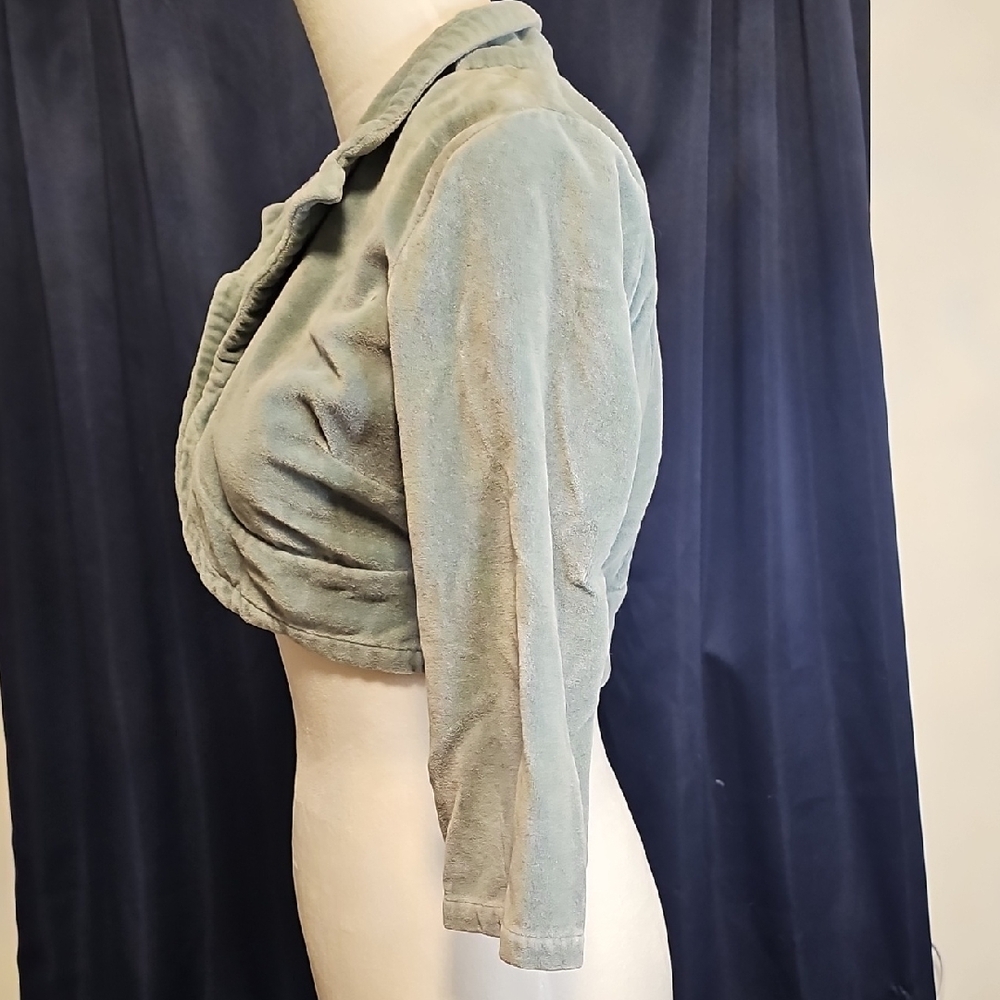 Andrew & Co Teal Velvet Cropped Jacket Womens Size Medium - Picture 4 of 8